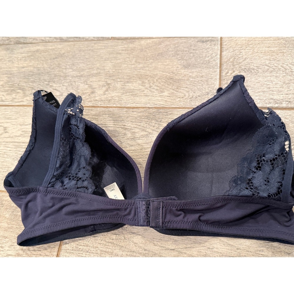 Laura Ashley Bra 38C Navy Blue Wire Free Comfort Lace Trim 38 C NWT Wireless - Picture 2 of 12